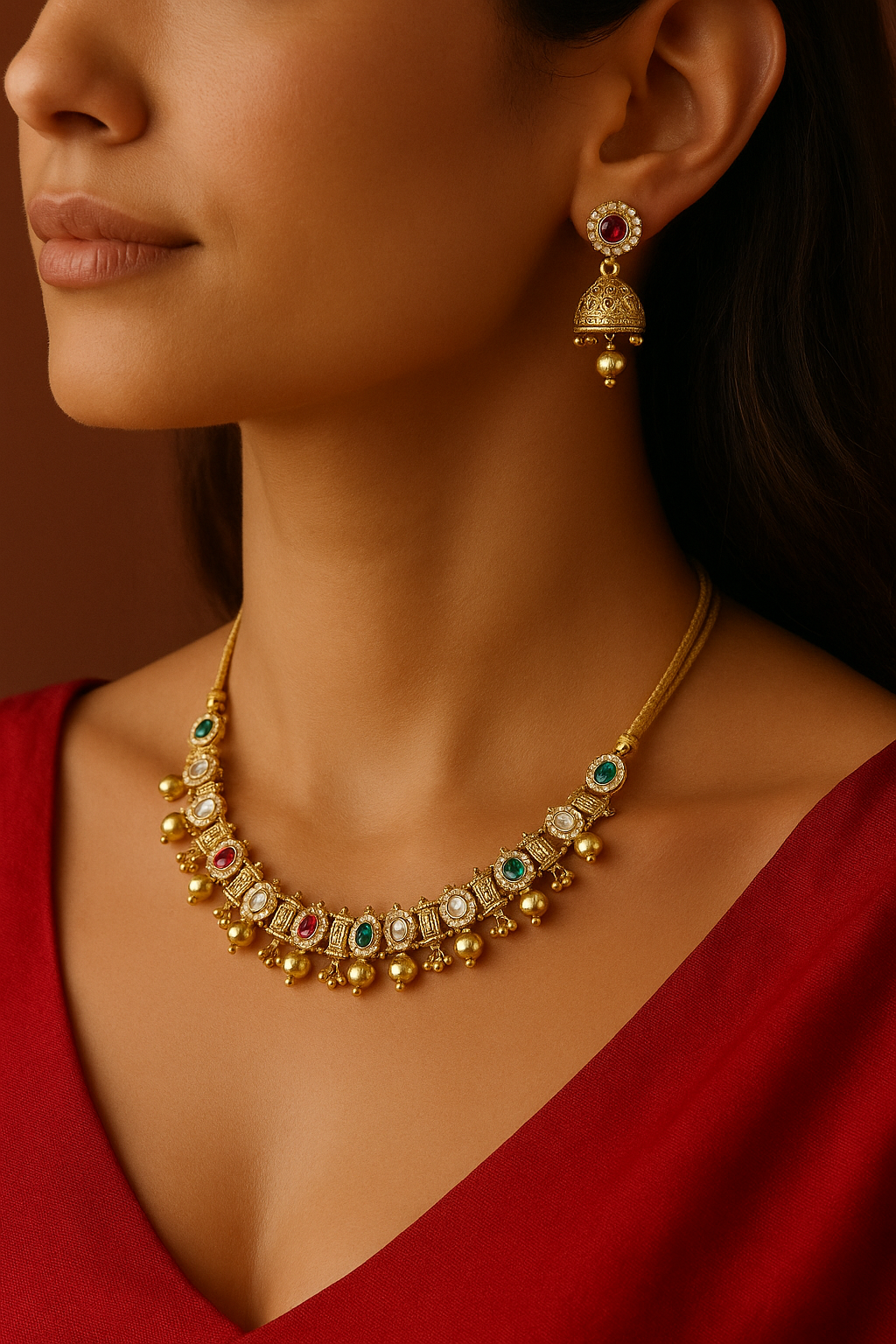 Necklace with light weight chokar