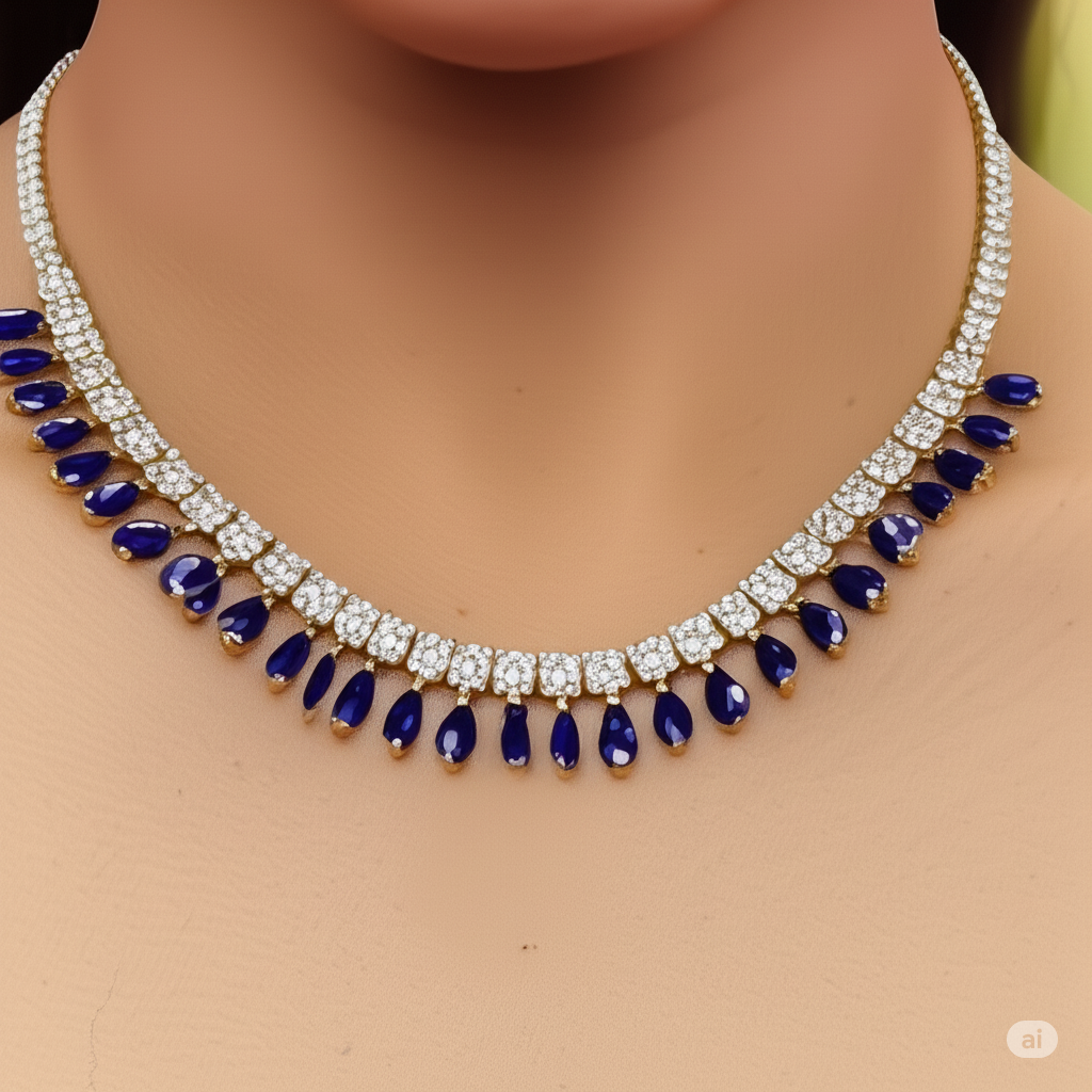 An elegant Necklace with original american diamonds with earings