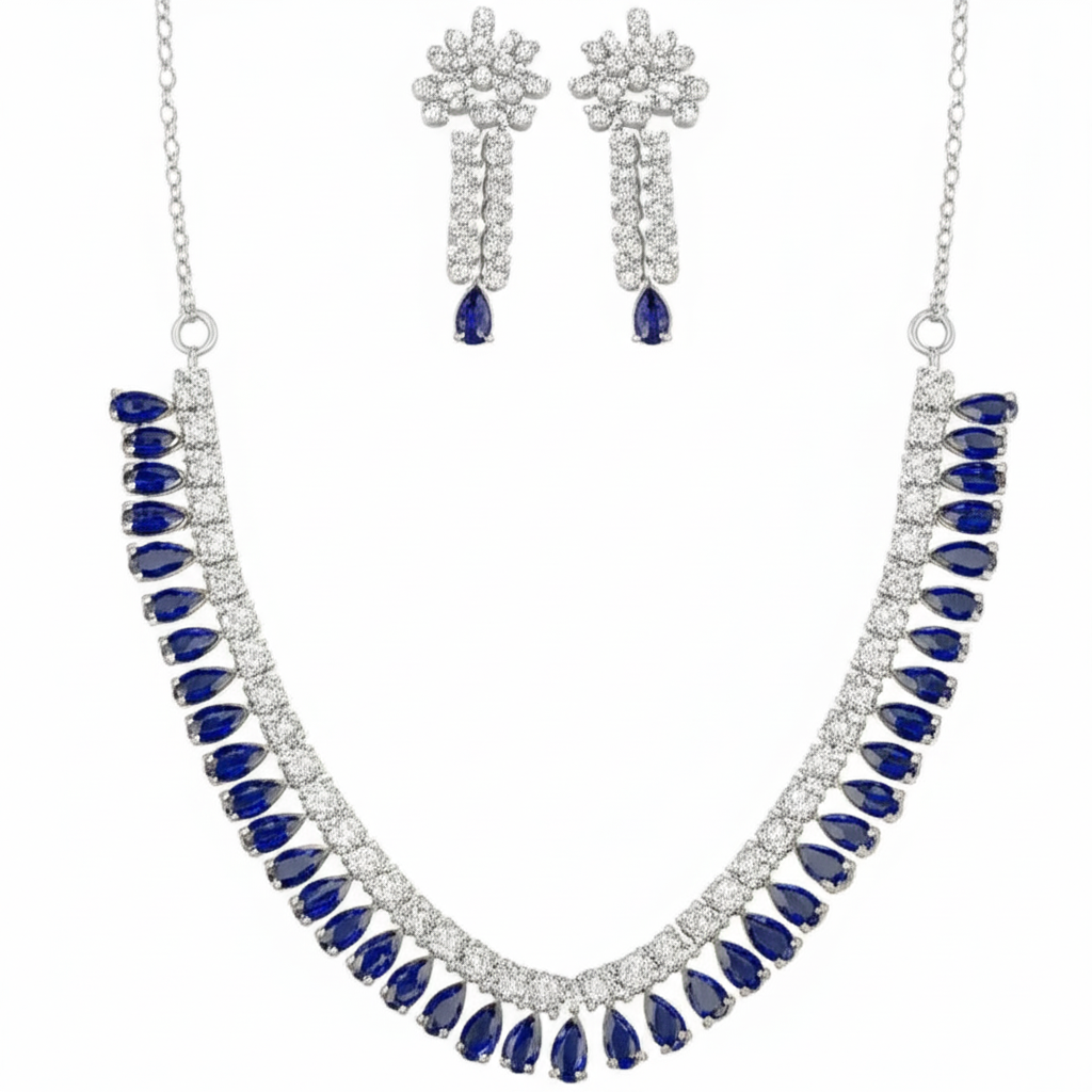 An elegant Necklace with original american diamonds with earings